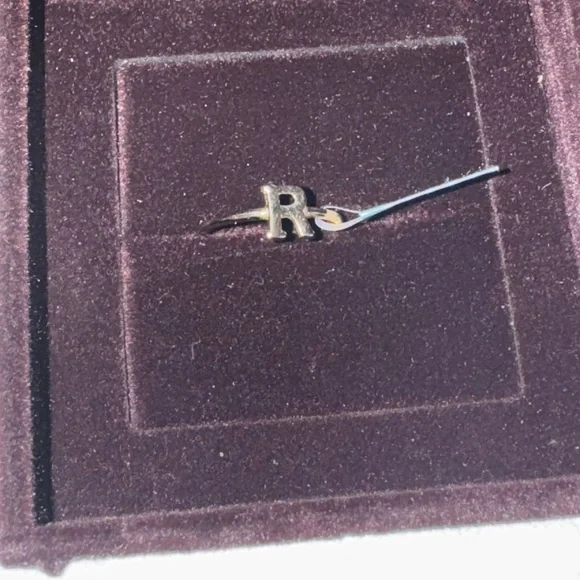10k Solid Gold R Initial Letter ring, Monogram R Letter Gold Ring gift for her